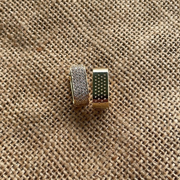 Mirco pave CZ Sparkly Earring hoop Hoops Designer Luxury New Gold Plated - Picture 13 of 15